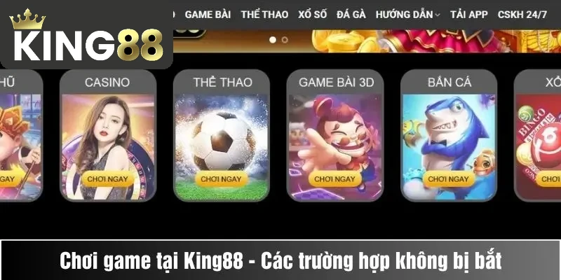 Trong một số trường hợp, chơi game tại King88 không bị bắt