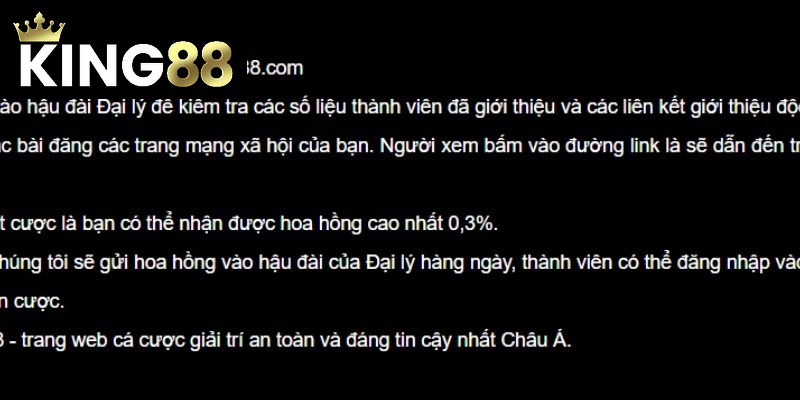 Tổng quan về hợp tác đại lý tại King88